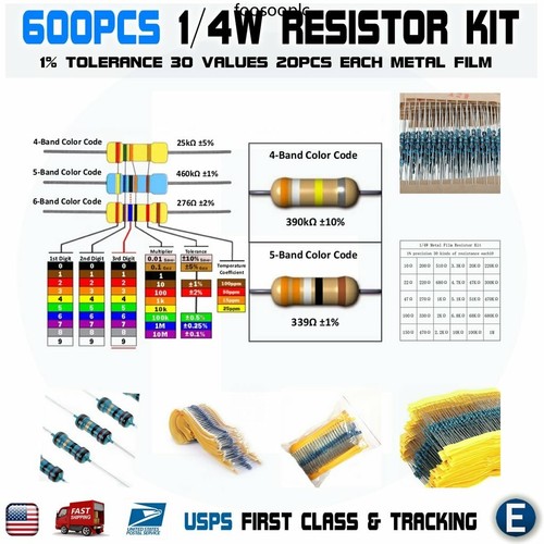 600pcs values 4w - 30, 1/4w